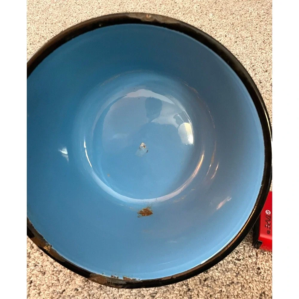 enamel popcorn pan blue Vtg